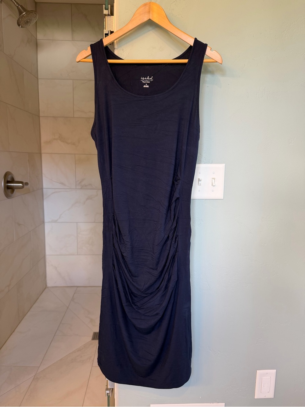 Isabel Maternity by Ingrid & Isabel Navy Sleeveless Ruched Midi Dress - Size M